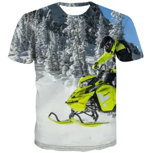 Ski T shirts Men White Tshirt Anime Movement Tshirts Cool Snowfield T shirts Funny