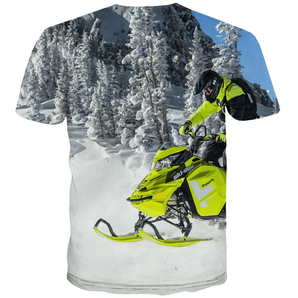 Ski T shirts Men White Tshirt Anime Movement Tshirts Cool Snowfield T shirts Funny