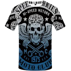 Skull T-shirt Men Feather Tshirts Cool Vintage T-shirts 3d Short Sleeve Hip hop