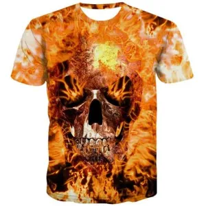 Skull T-shirt Men Flame T shirts Funny Skeleton T-shirts 3d Punk Shirt Print Gothic Tshirts Novelty Short Sleeve Hip hop Men