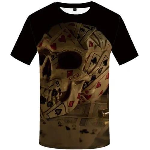 Skull T-shirt Men Poker T-shirts Graphic Metal Tshirt Anime Military T-shirts 3d Gothic T shirts Funny Short Sleeve Full Print