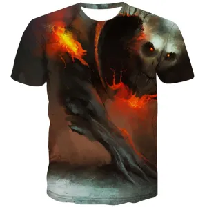 Skull T-shirt Men War Tshirt Printed Flame T-shirts Graphic Terror Tshirt Anime