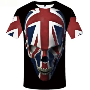 Skull T shirts Men Black Tshirts Cool Gothic T-shirts 3d Punk Rock T shirts Funny United Kingdom Tshirt Anime Short Sleeve