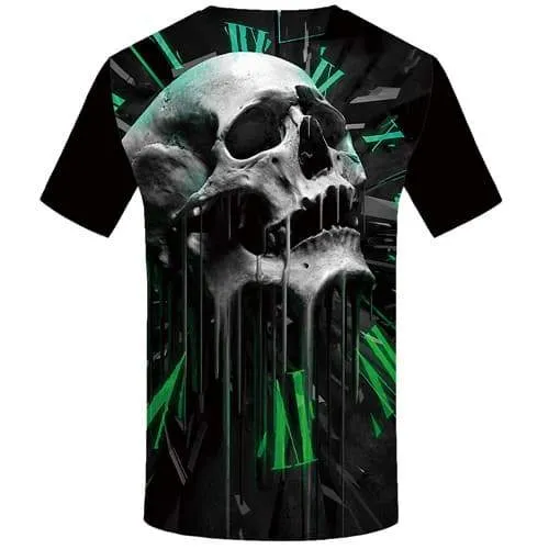 Skull T shirts Men Galaxy Space Tshirts Cool Gray Tshirts Novelty Skeleton T-shirts 3d Punk Tshirt Anime Short Sleeve Full Print