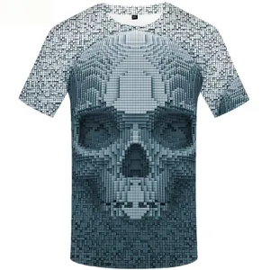 Skull T shirts Men Psychedelic T-shirts 3d Geometric Shirt Print Short Sleeve