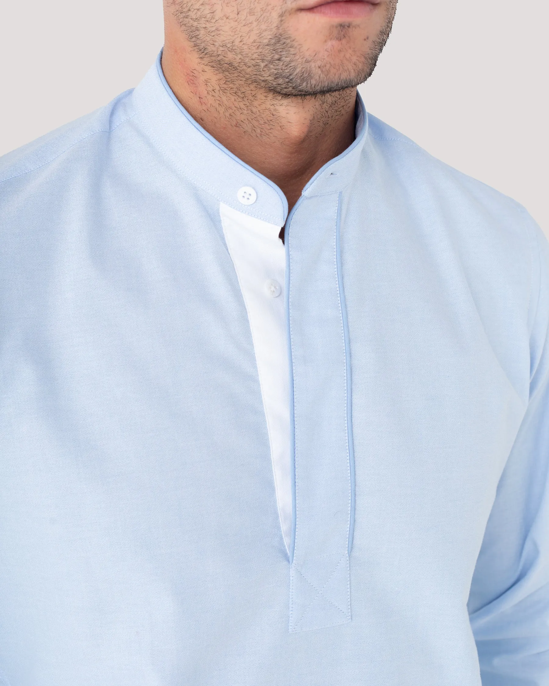 Sky Oxford Piping Popover Shirt