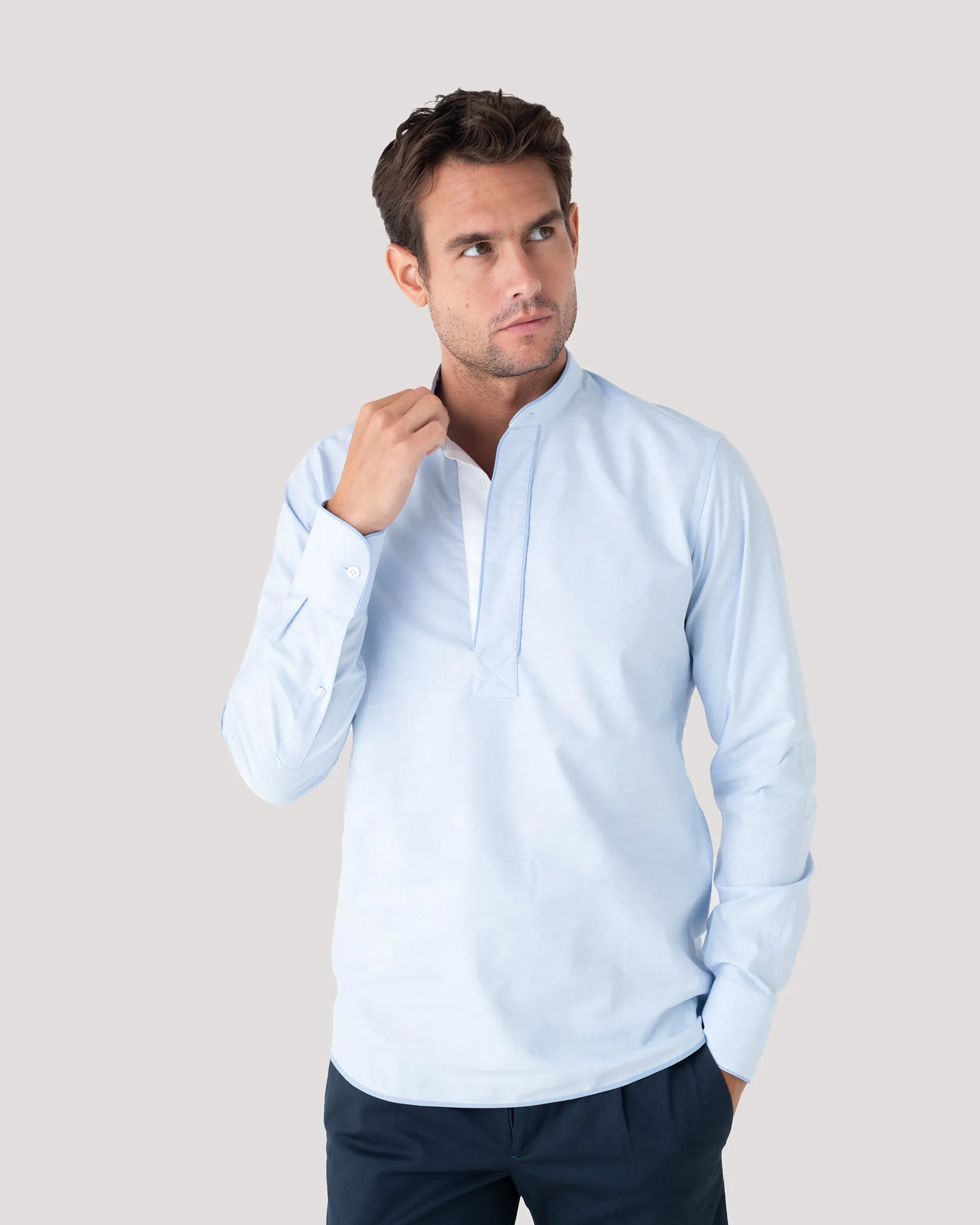 Sky Oxford Piping Popover Shirt