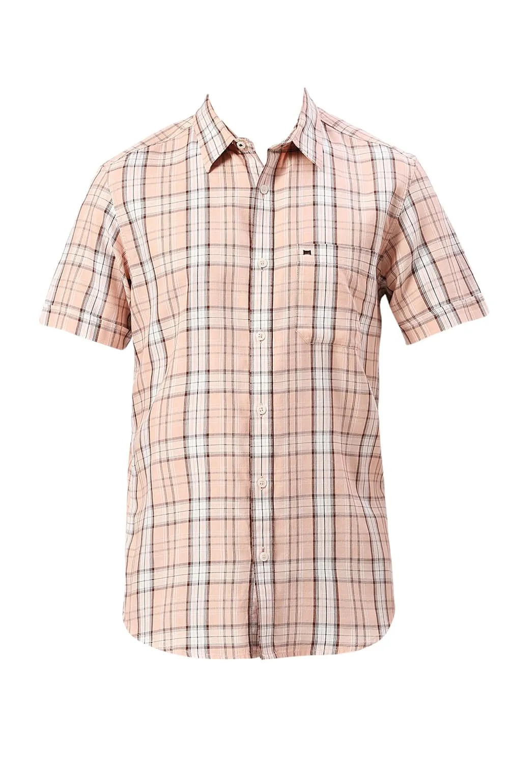 Slim Fit Cotton Tencel Twill Checks Halfsleeves Shirt