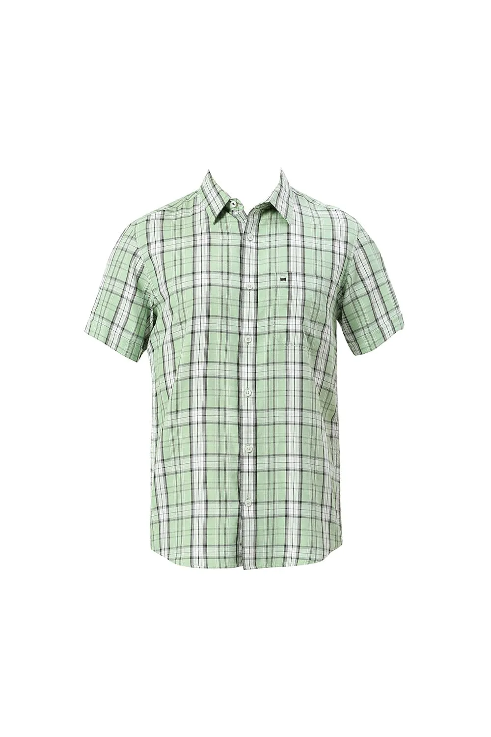 Slim Fit Cotton Tencel Twill Checks Halfsleeves Shirt