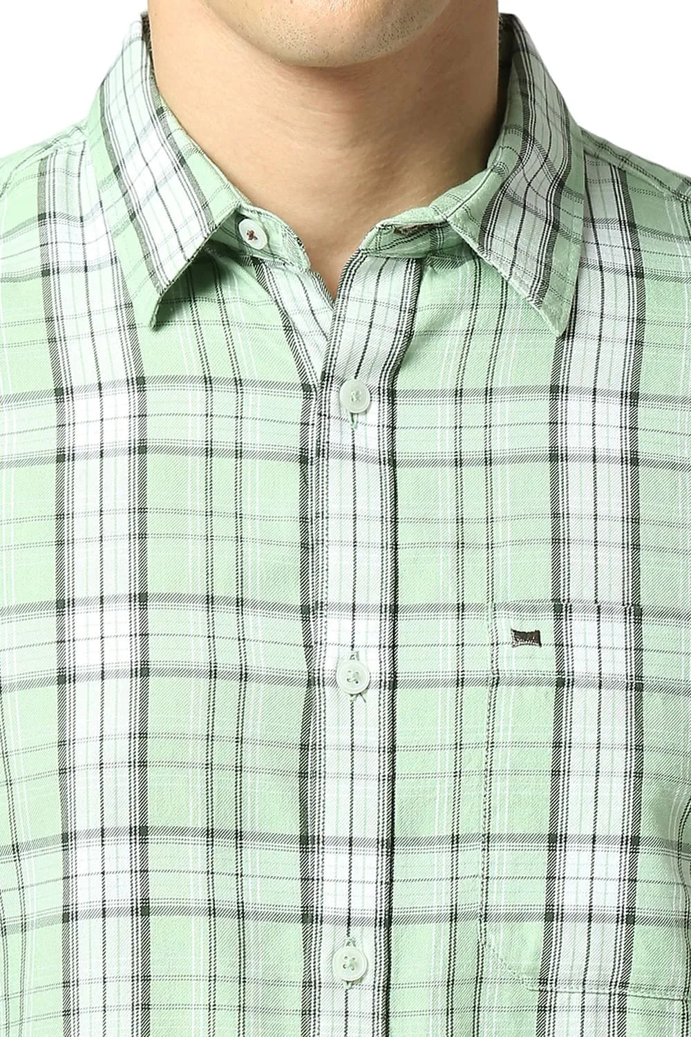 Slim Fit Cotton Tencel Twill Checks Shirt