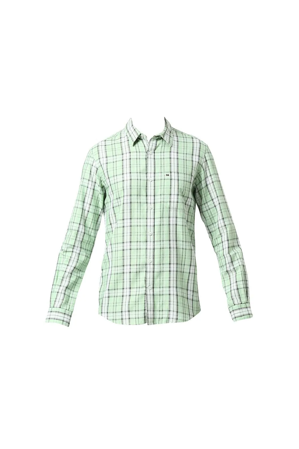 Slim Fit Cotton Tencel Twill Checks Shirt