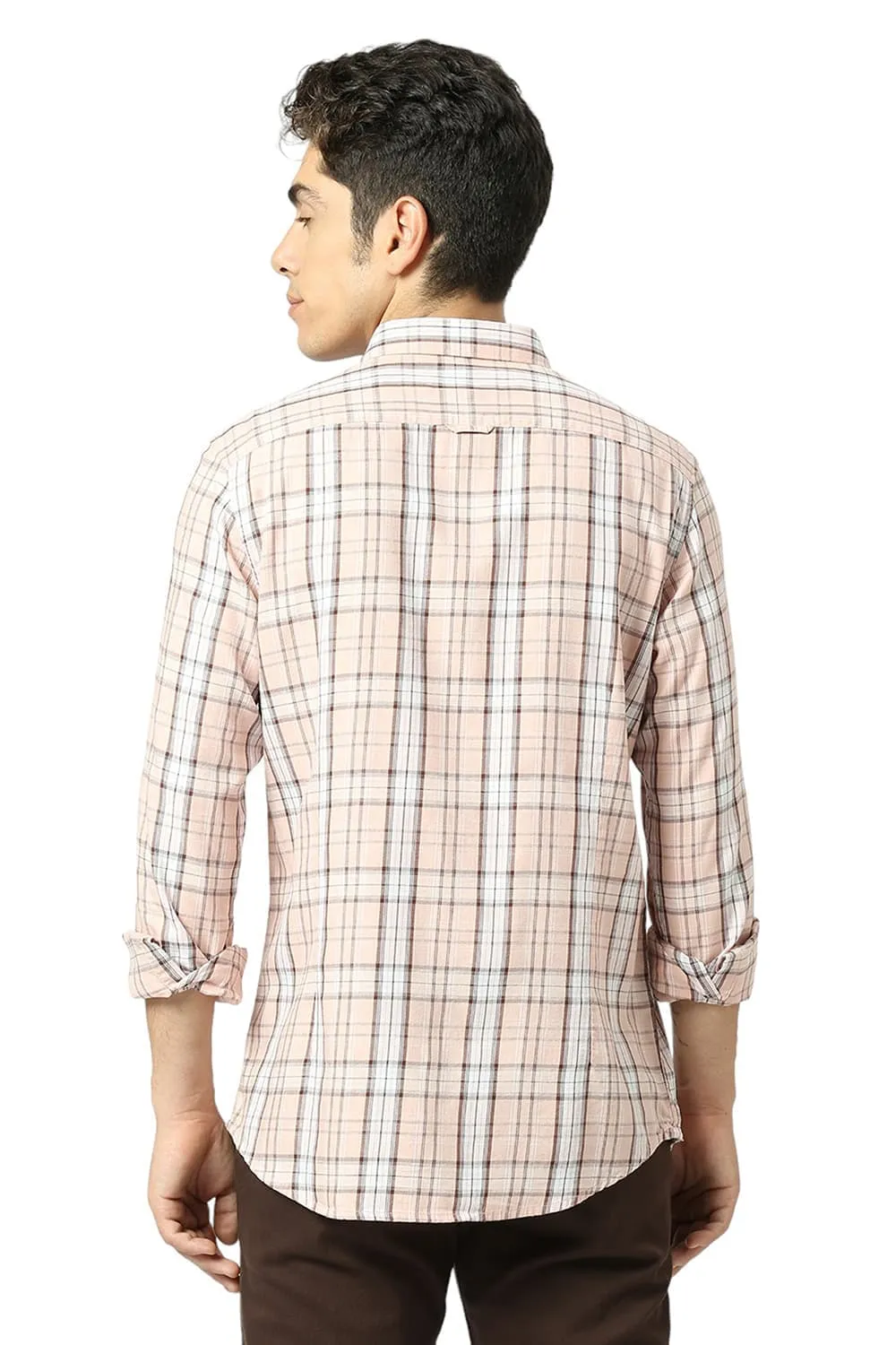 Slim Fit Cotton Tencel Twill Checks Shirt