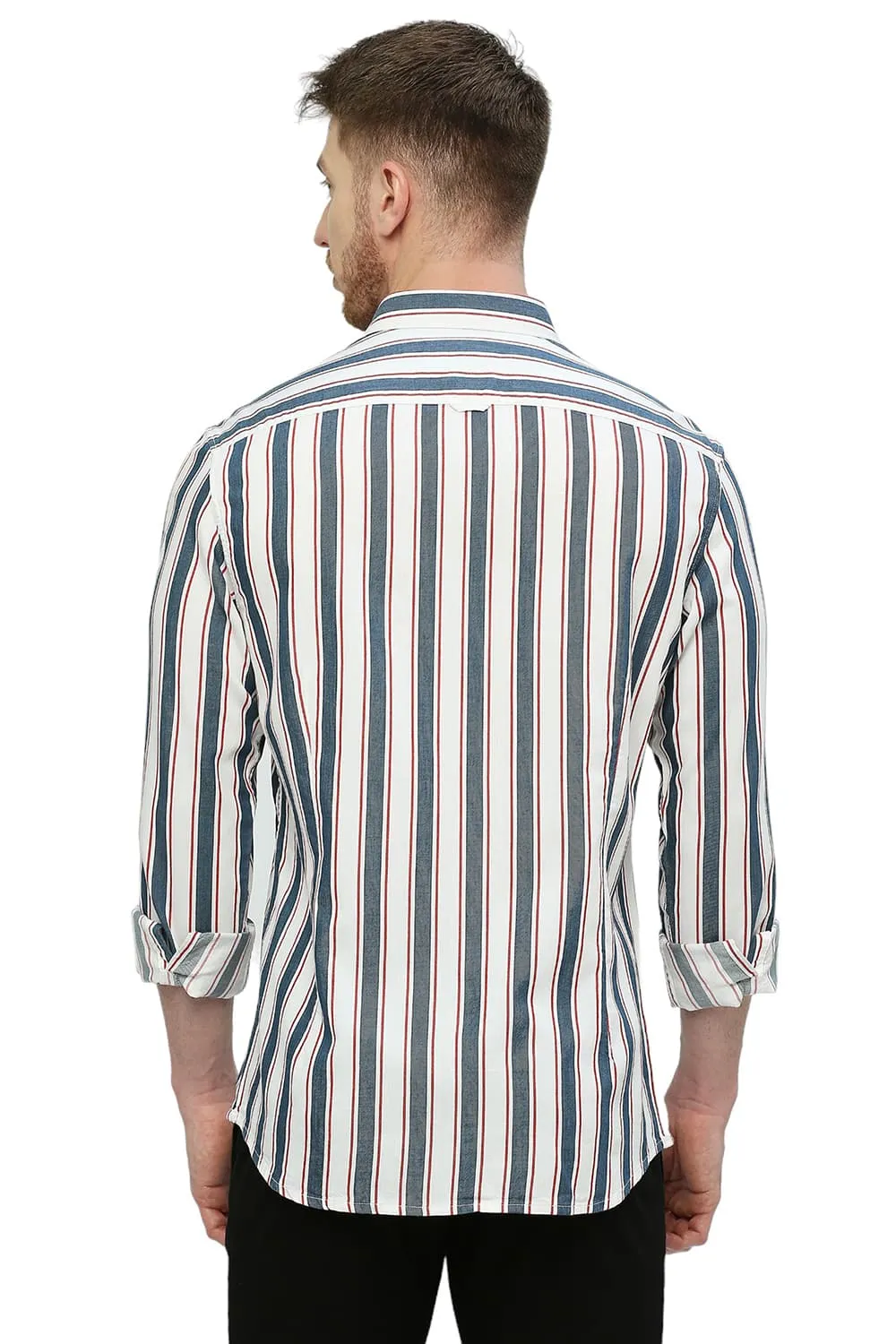 Slim Fit Cotton Tencel Twill Stripe Shirt