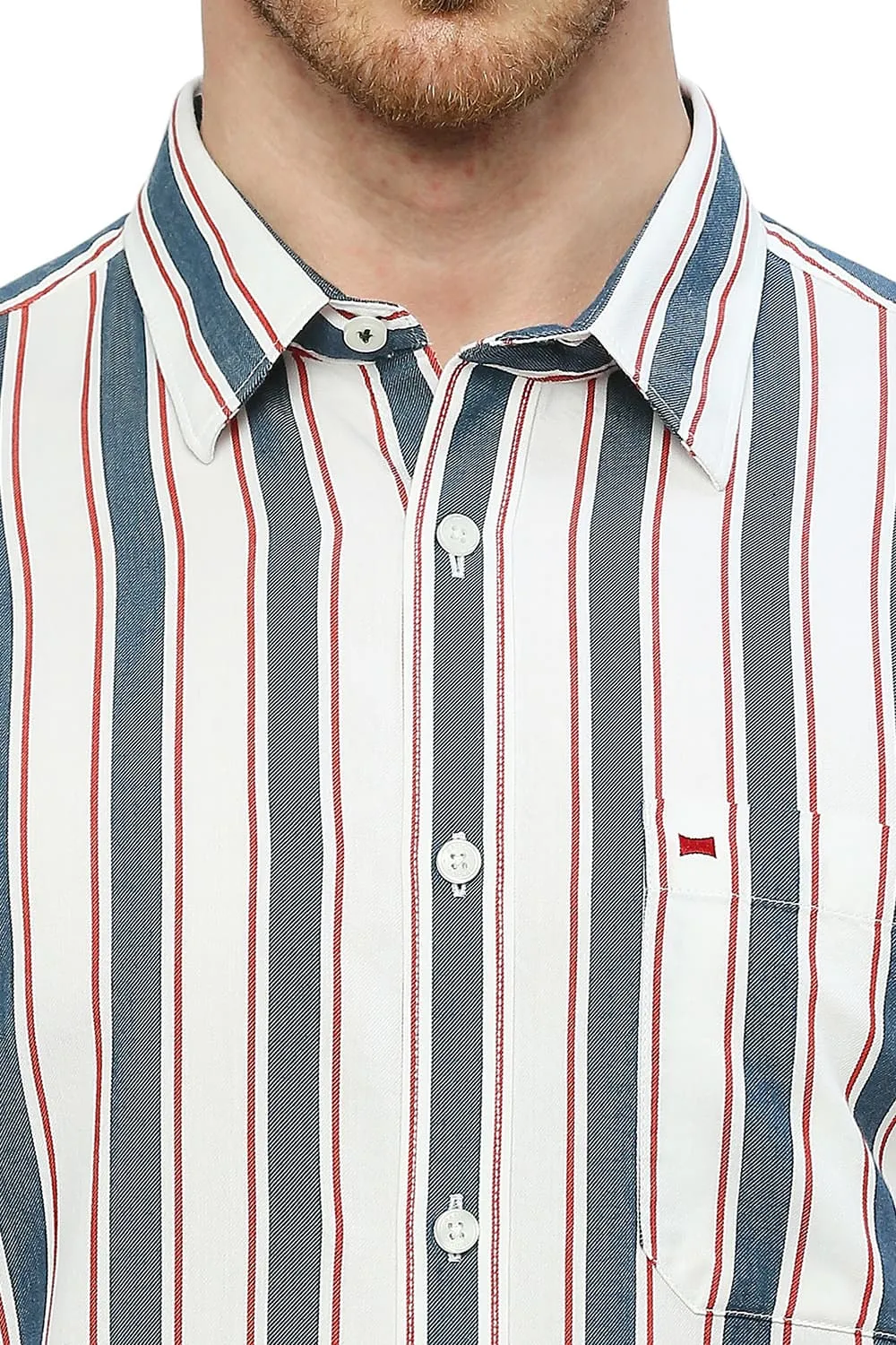 Slim Fit Cotton Tencel Twill Stripe Shirt