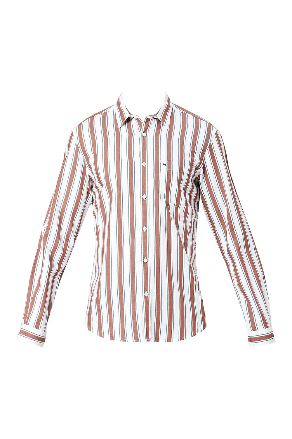 Slim Fit Cotton Tencel Twill Stripe Shirt