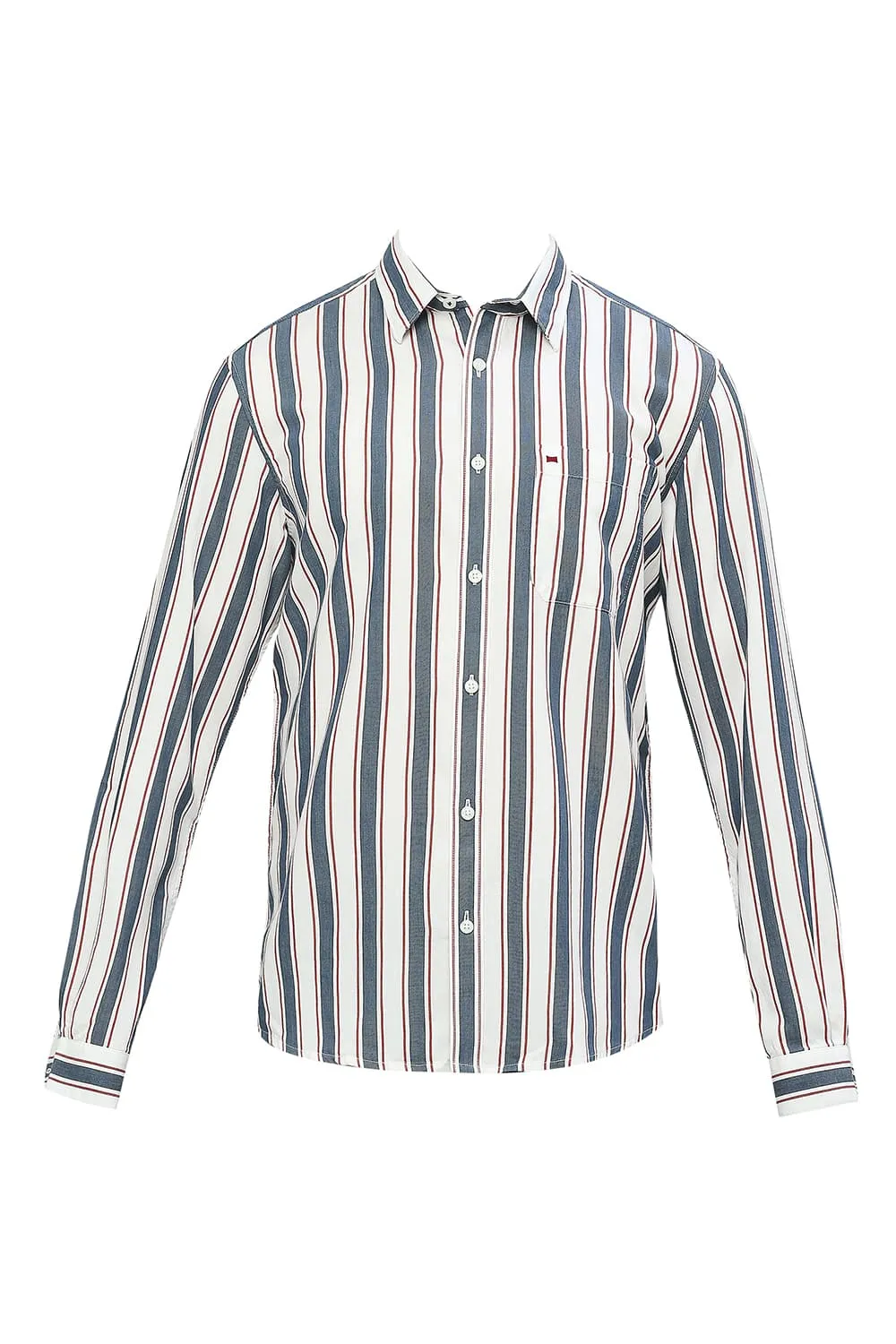 Slim Fit Cotton Tencel Twill Stripe Shirt