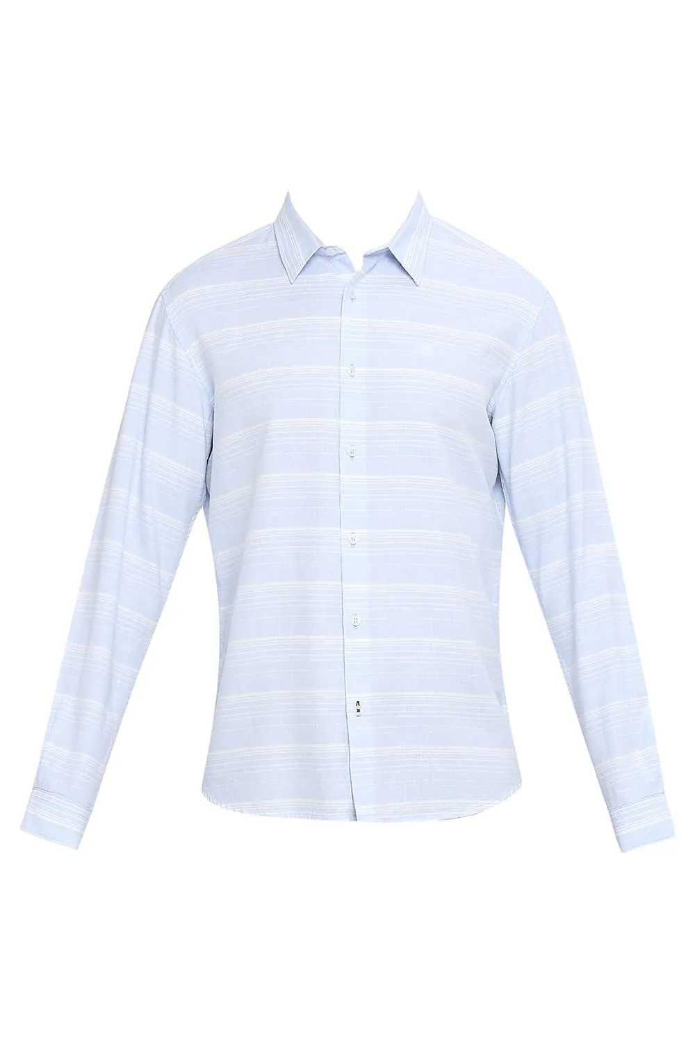 Slim Fit Cotton Tencel Weft Herringbone Stripe Shirt