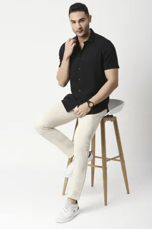 Slim Fit Tencel Poly Stretch Halfsleeves Shirt