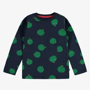 Souris Mini - Long Sleeve T-Shirt - Navy   Green Apples