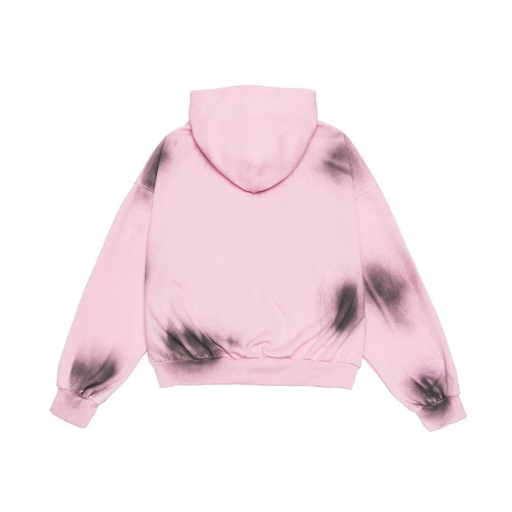 Splash-Ink Spray Paint Loose Hooded Pullover Sweater - Street Fashion for Youth in Pink, White, & Black