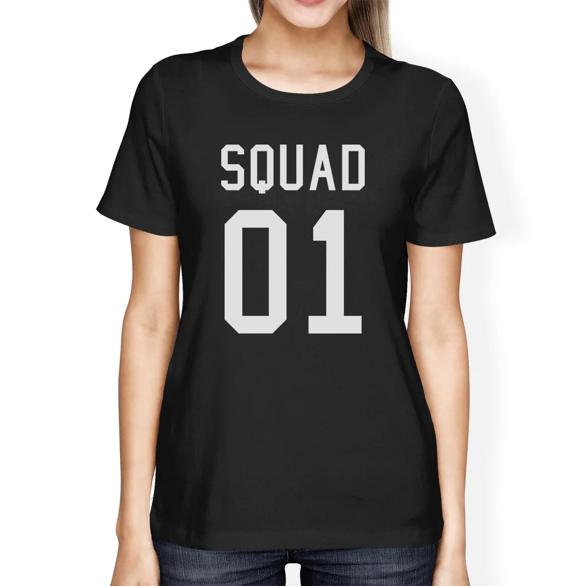 Squad Mens Black Tee Shirt Round Neck Cotton Graphic Tshirt For Dad