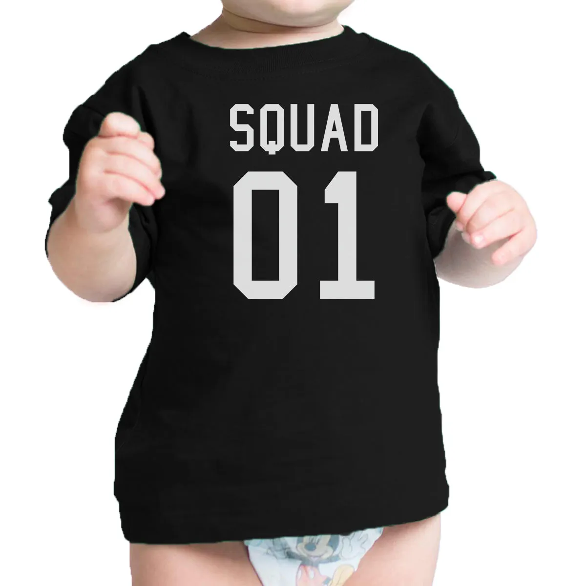 Squad Mens Black Tee Shirt Round Neck Cotton Graphic Tshirt For Dad