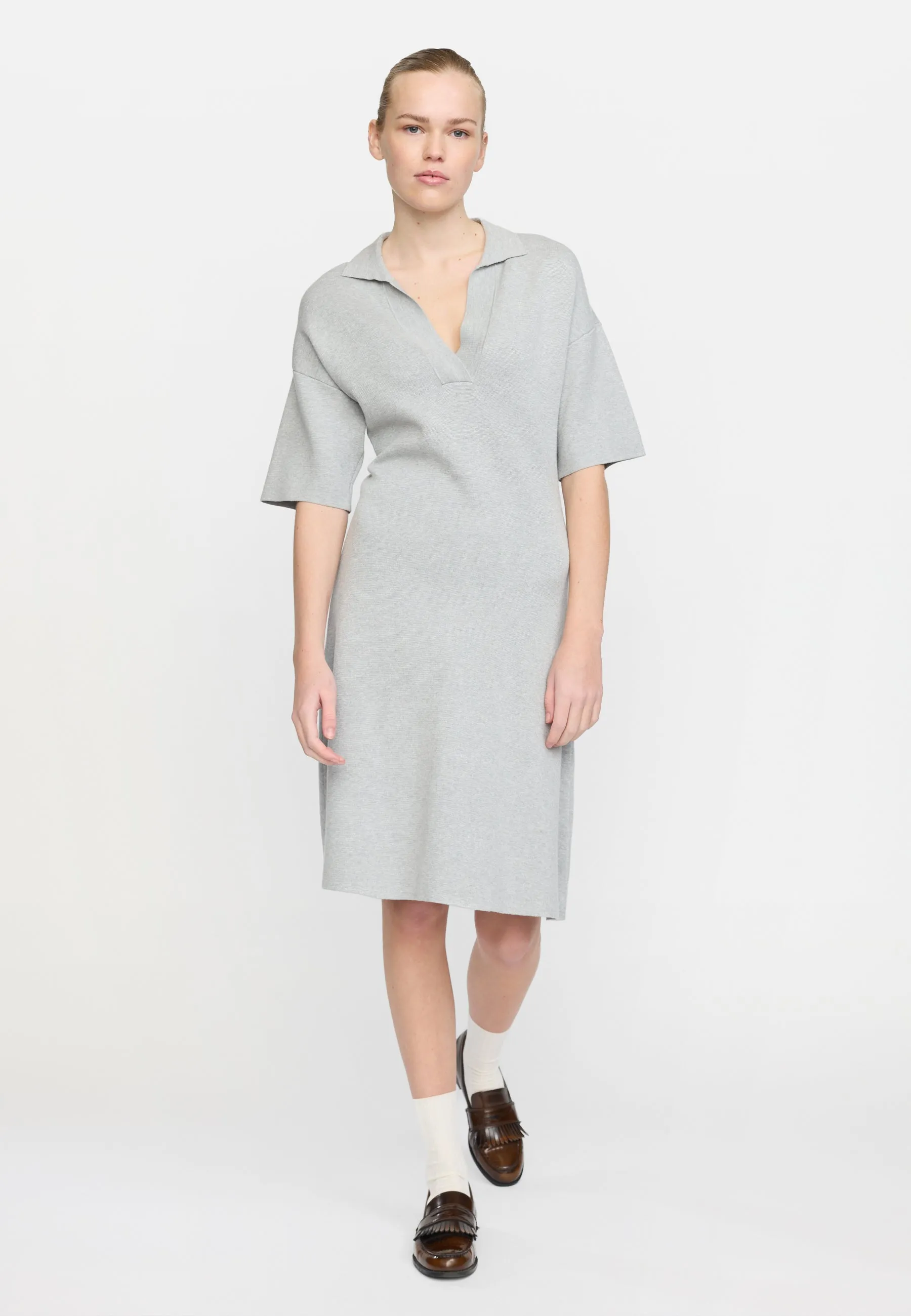 SRHenrietta Polo Dress knit - Light Grey Melange