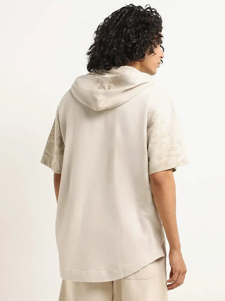 Studiofit Cream Hoodie Relaxed Fit T-Shirt