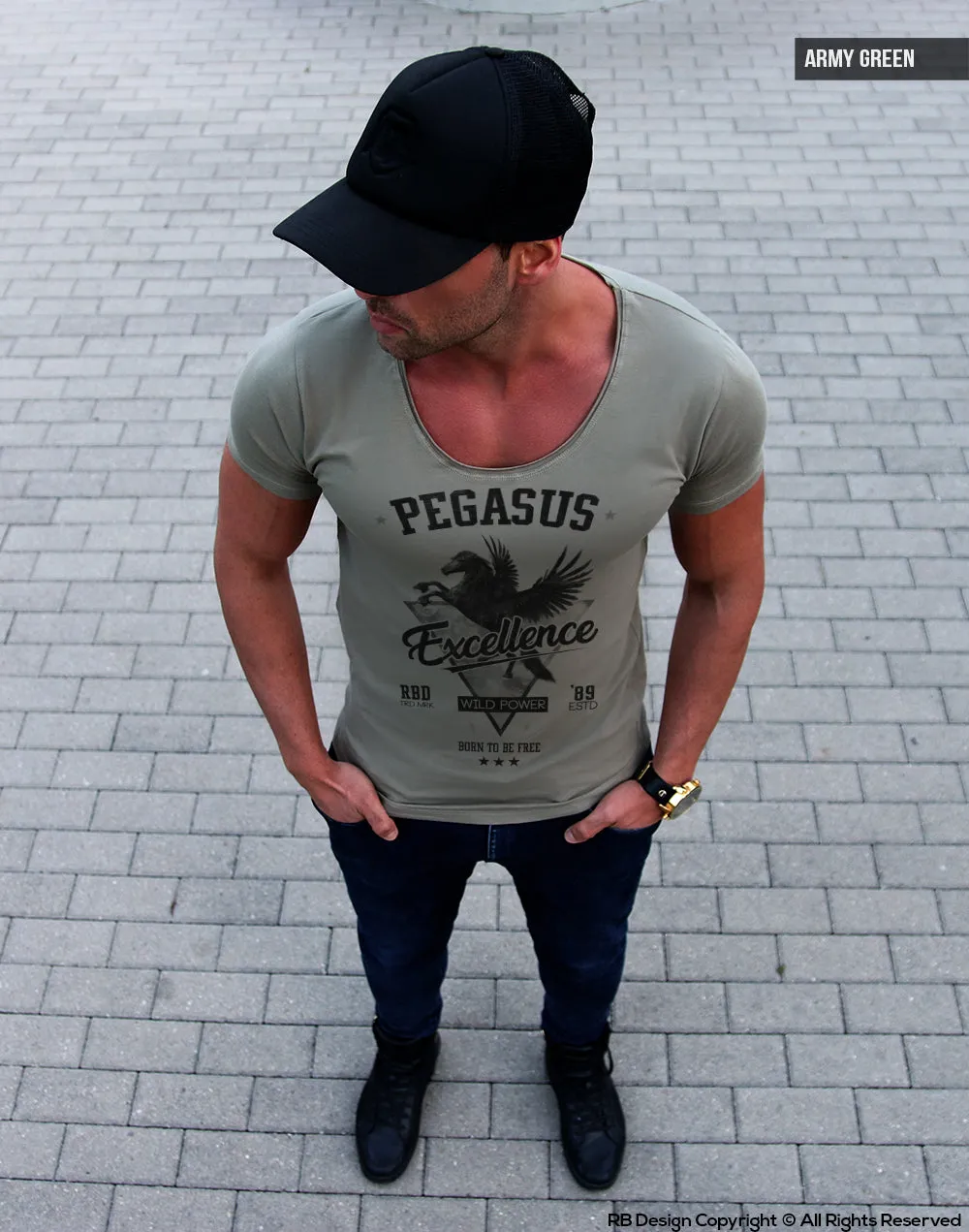 Stylish Luxury Mens T-shirt "Pegasus" / Color Option / MD880