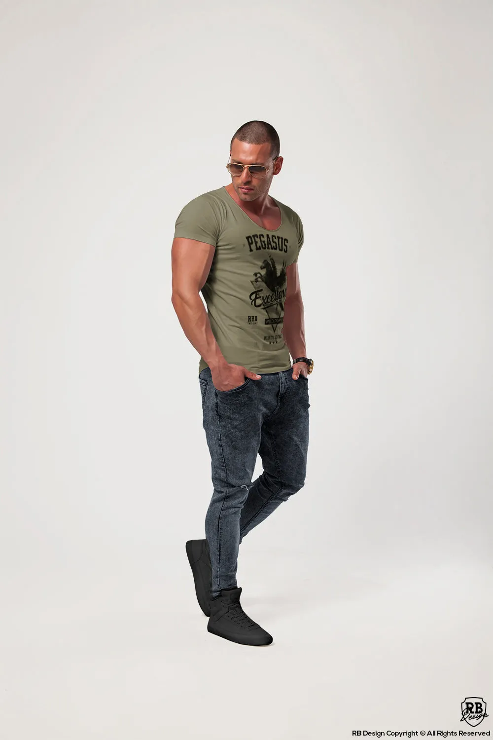 Stylish Luxury Mens T-shirt "Pegasus" / Color Option / MD880