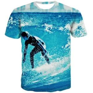 surf T-shirt Men The sea Tshirts Cool sport Tshirts Novelty Cool Tshirts Casual