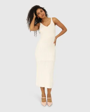 Sweet Nothings Midi Knitted Dress - White