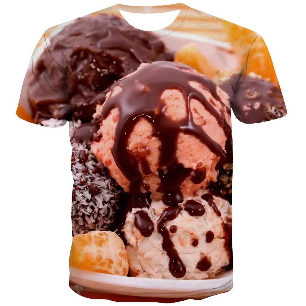 Sweet T-shirt Men Gourmet Tshirt Anime Icecream T-shirts 3d Colourful Tshirts Casual