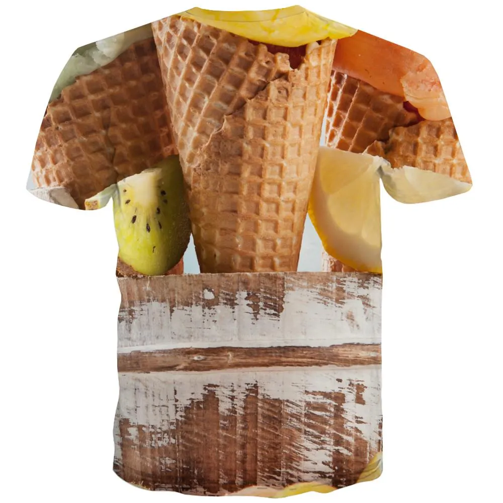 Sweet T-shirt Men Gourmet Tshirt Printed Icecream Tshirts Novelty Colourful Tshirt Anime