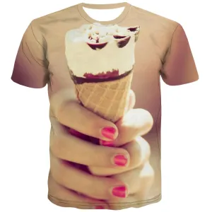 Sweet T shirts Men Gourmet T-shirts 3d Icecream Tshirts Novelty Colourful Tshirts Casual