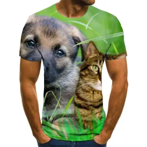 t shirt animaldocile pets Hip hop tshirt 3DCool cat and dog men art costume