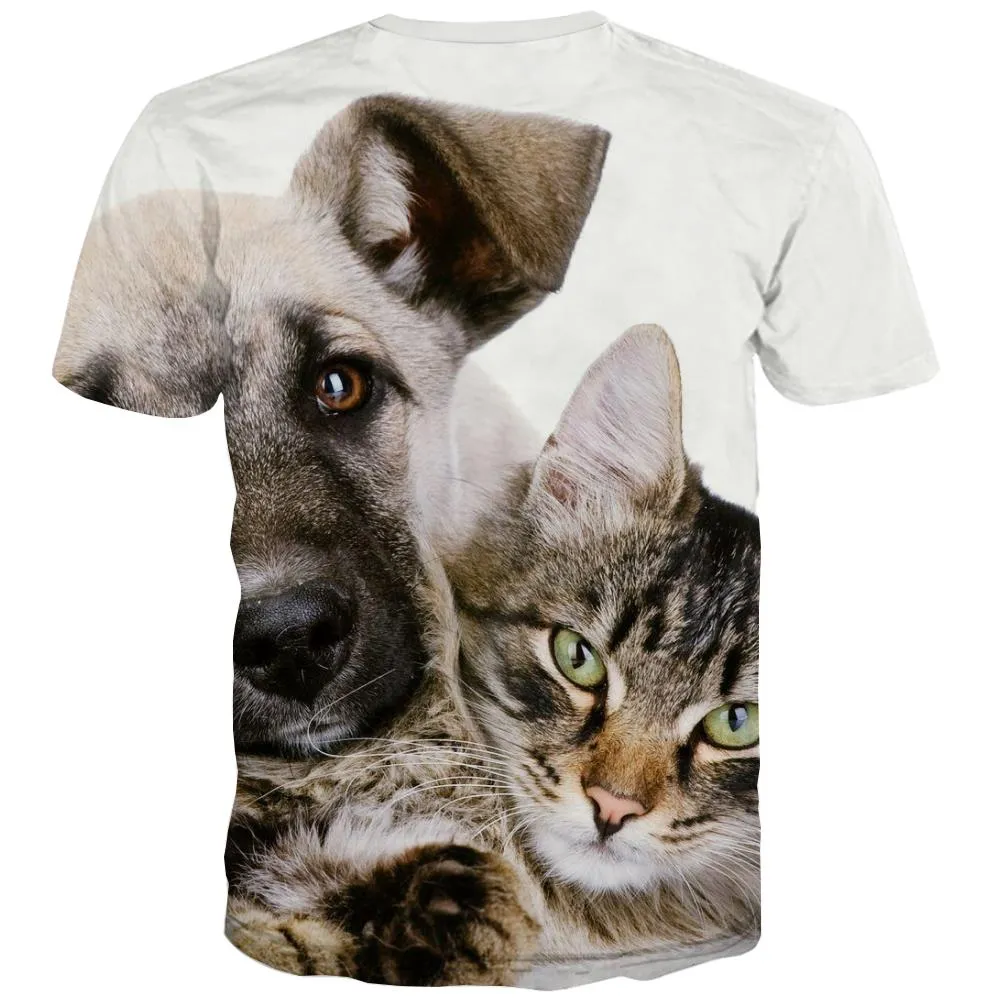 t shirt animalt shirt 3D docile petscat and dog art costume men Cool