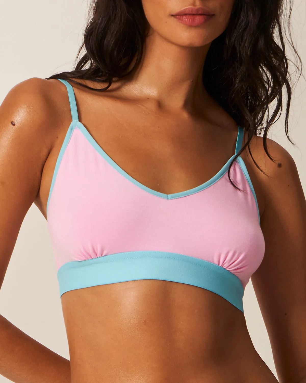 T-Shirt Bra - Candyfloss and Light Turquoise