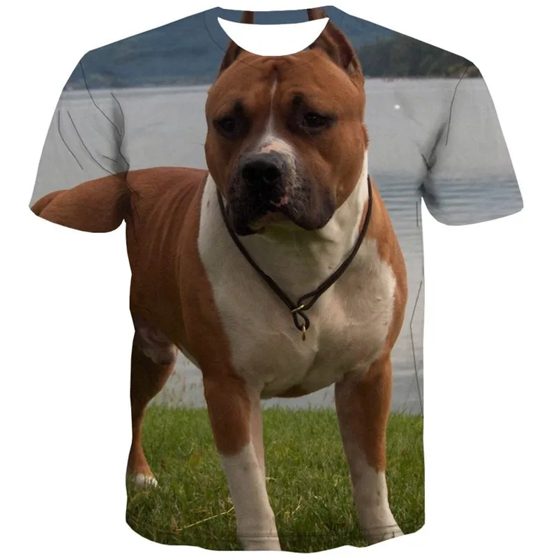 t shirt Bulldog dog Puppy Bully animal Casual shirt 3D big Smart dogs art costume male Cool