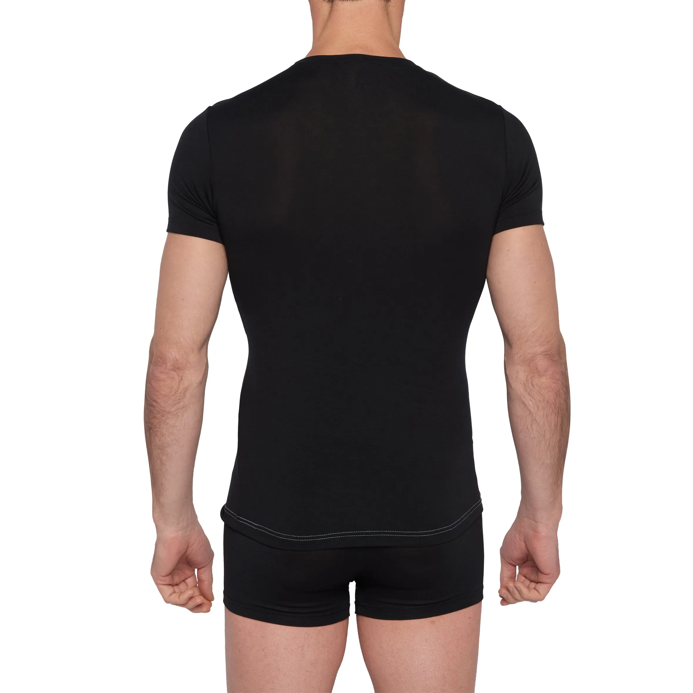 T-Shirt Col rond en Tencel Stretch NOIR 6004