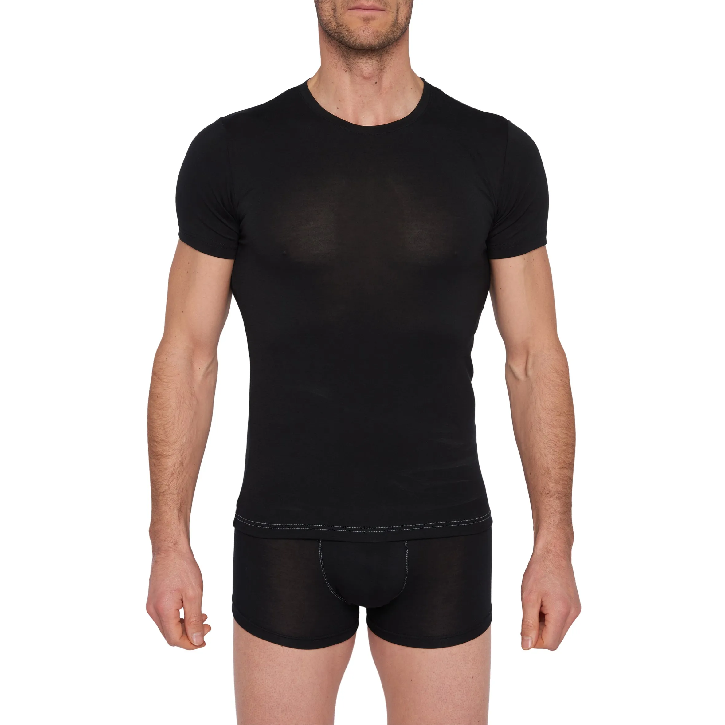 T-Shirt Col rond en Tencel Stretch NOIR 6004