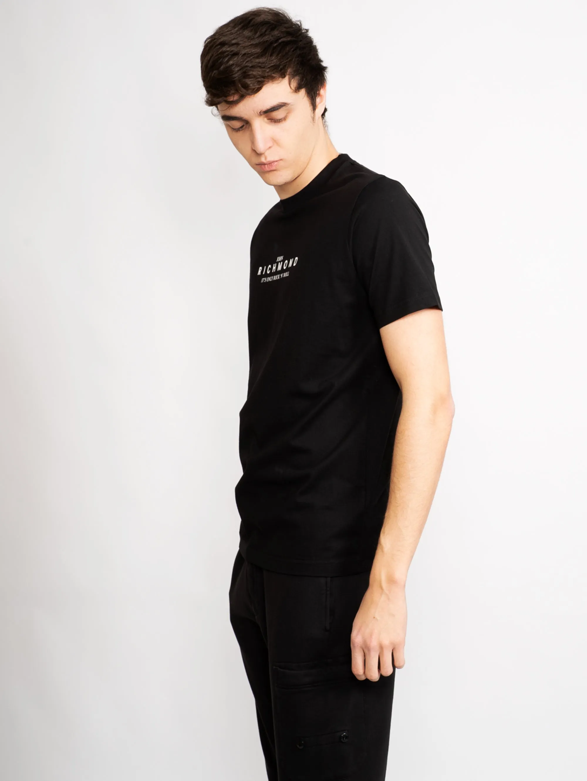 T-shirt con Logo Frontale Nero