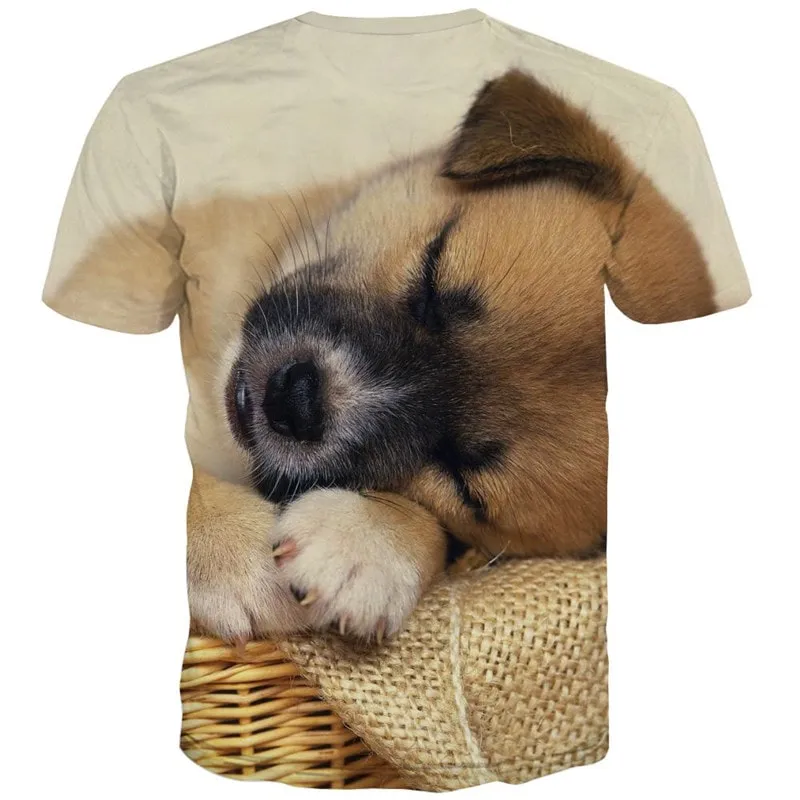 t shirt dog t shirt 3D Puppy Cute animal big Smart dogs art costume male Casual