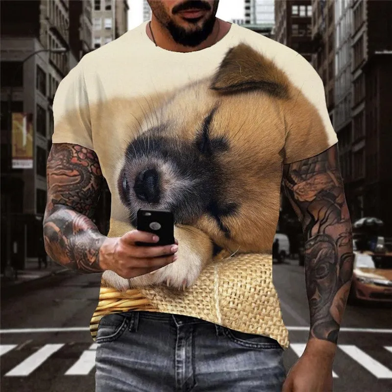 t shirt dog t shirt 3D Puppy Cute animal big Smart dogs art costume male Casual