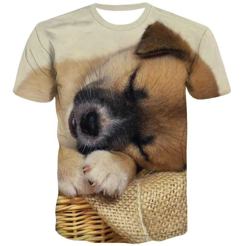 t shirt dog t shirt 3D Puppy Cute animal big Smart dogs art costume male Casual