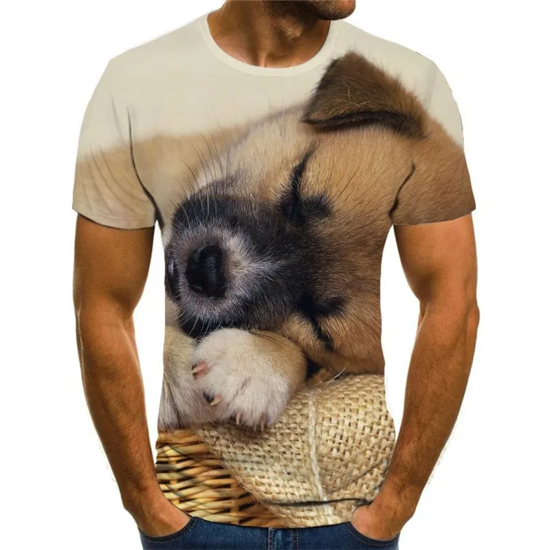 t shirt dog t shirt 3D Puppy Cute animal big Smart dogs art costume male Casual