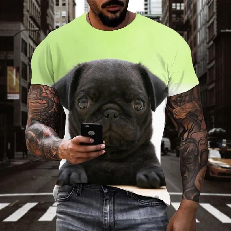 t shirts dog top tee Puppy Cute animal male art costume big Smart dogs Casual