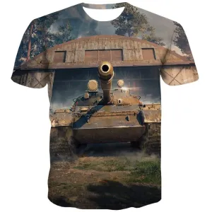 Tank T-shirt Men Military Tshirt Anime Forest T-shirts Graphic Flame Shirt Print War Tshirts Cool