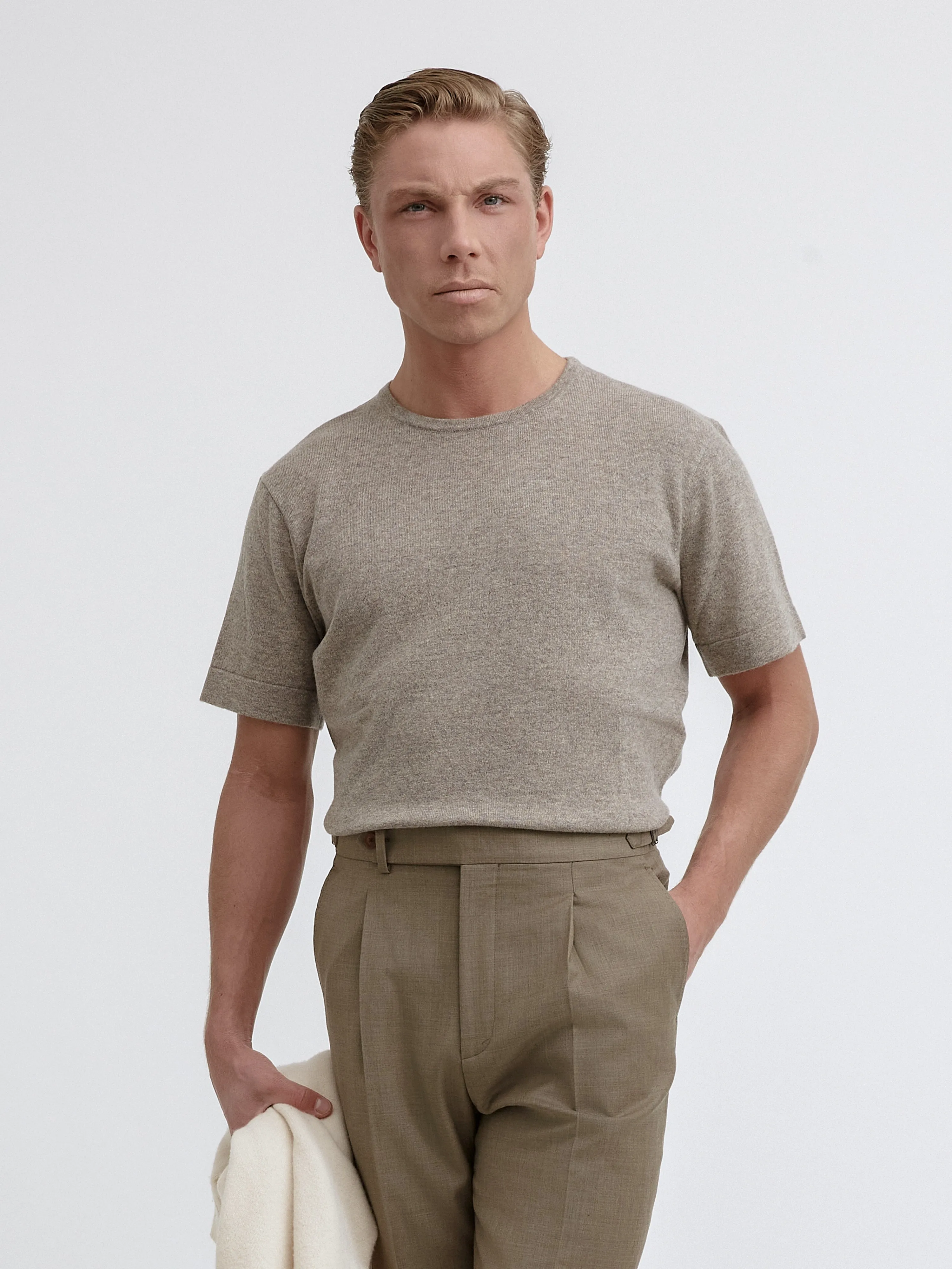 Taupe Merino Wool Cashmere T-shirt