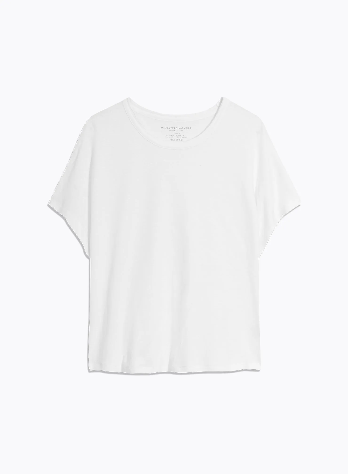 Tee shirt Blanc Manches Courtes Col Rond en Lin / Coton organique